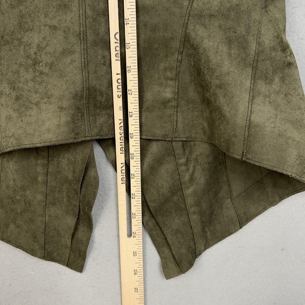 BLANKNYC Jacket Womens Large Olive Faux Suede Waterfall Open Front Moto Ladies - Picture 11 of 13